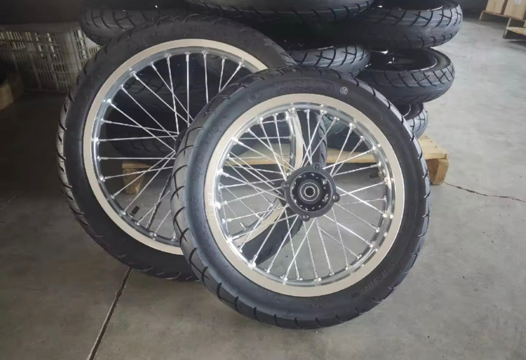 17/14 CHROME & BLACK Supermoto Wheelset (MM)