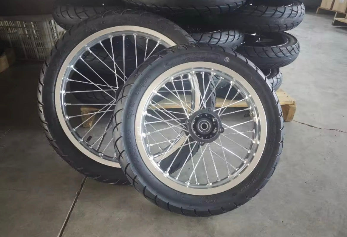 17/14 CHROME & BLACK Supermoto Wheelset (MM)