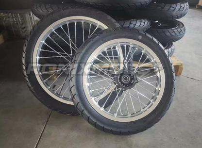 Chrome & Black 17/14 Supermoto Wheelsets - Strike/Yozma/Tuttio/Valintsu